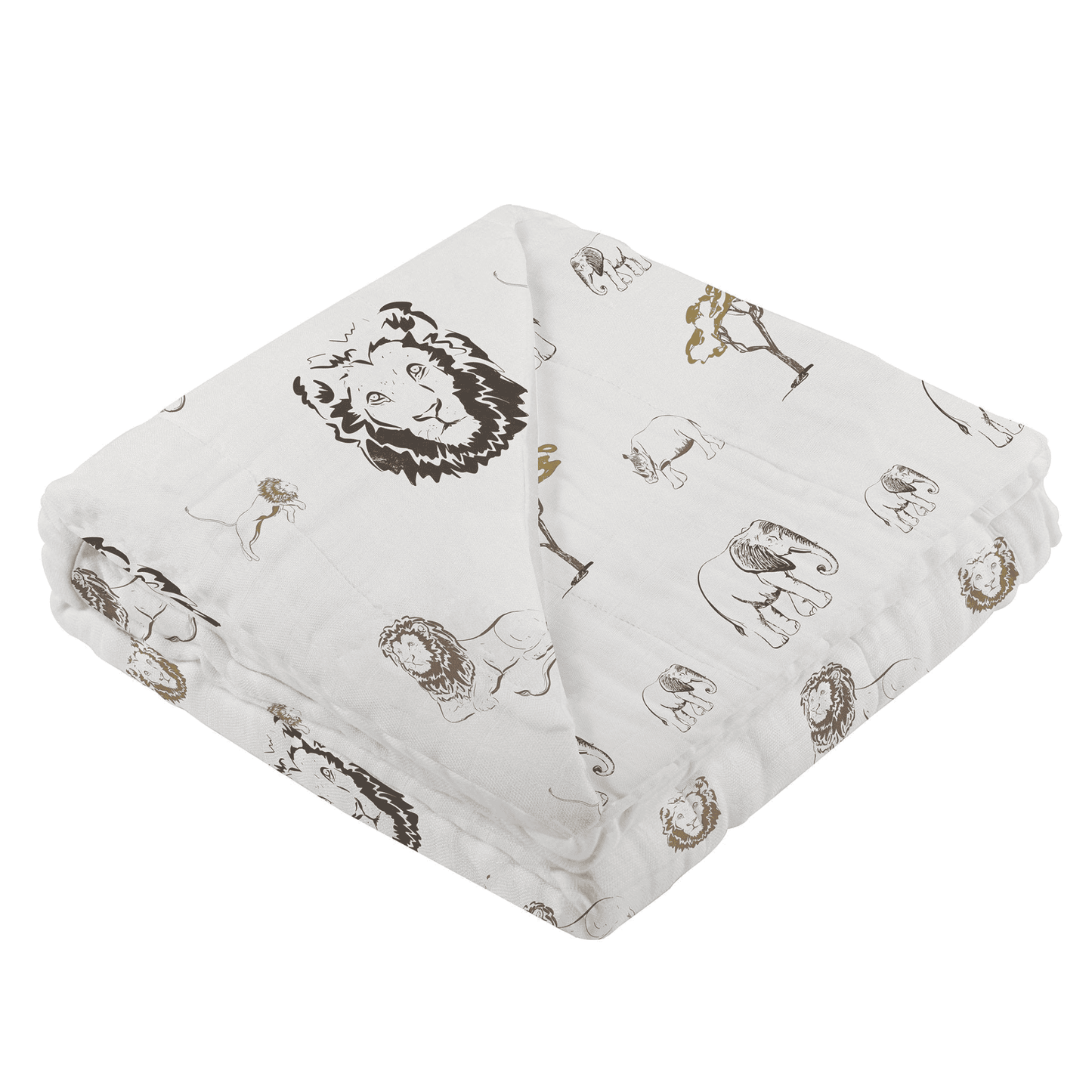 Hear Me Roar Lion and Rhinos and Elephants Bamboo Newcastle Blanket - The Little Big Store