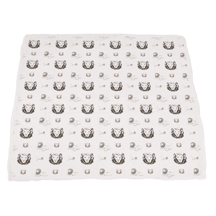 Hear Me Roar Lion and Rhinos and Elephants Bamboo Newcastle Blanket - The Little Big Store