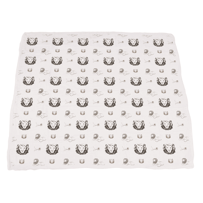 Hear Me Roar Lion and Rhinos and Elephants Bamboo Newcastle Blanket - The Little Big Store