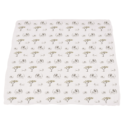 Hear Me Roar Lion and Rhinos and Elephants Bamboo Newcastle Blanket - The Little Big Store