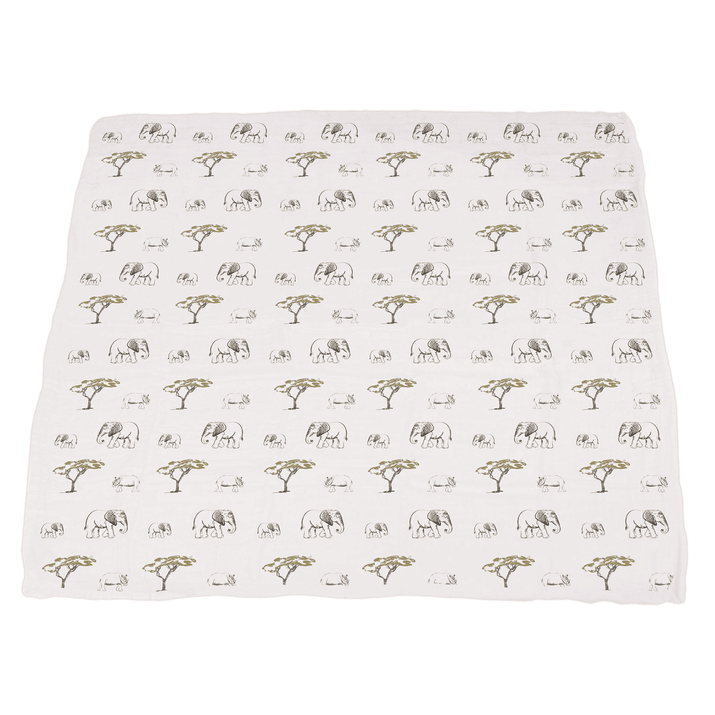 Hear Me Roar Lion and Rhinos and Elephants Bamboo Newcastle Blanket - The Little Big Store