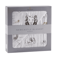 Hear Me Roar Lion and Rhinos and Elephants Bamboo Newcastle Blanket - The Little Big Store