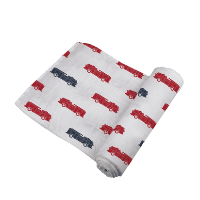 Blue and Red Fire Trucks Swaddle - The Little Big Store