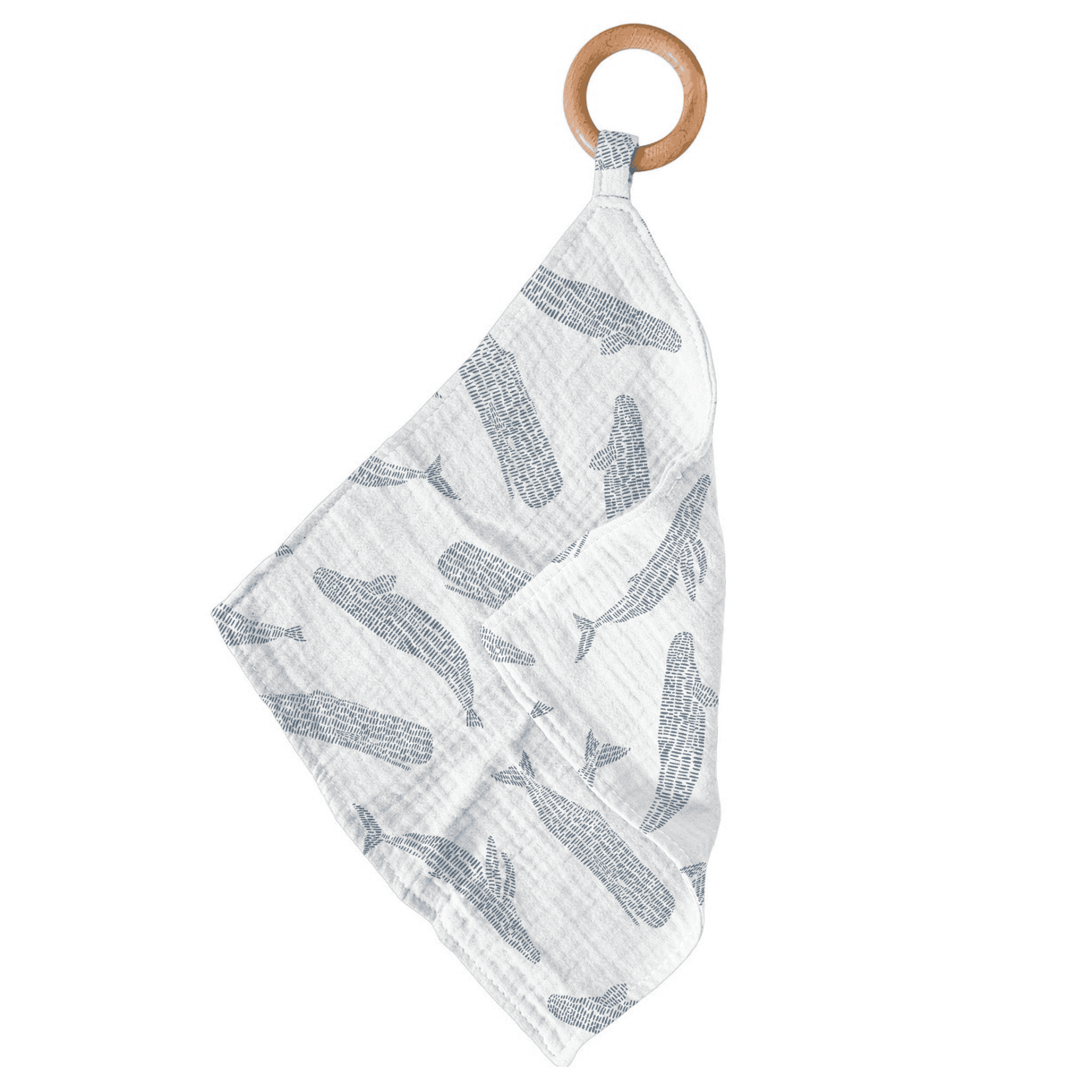 Blue Shadow Whales Bamboo Newcastle Teether - The Little Big Store