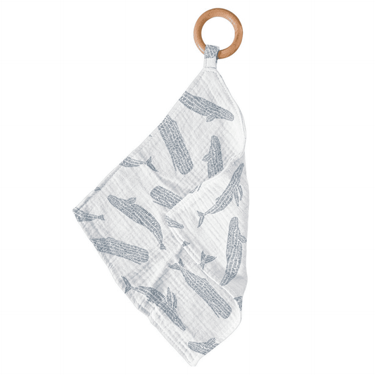Blue Shadow Whales Bamboo Newcastle Teether - The Little Big Store