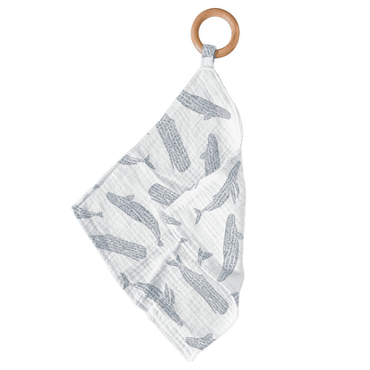 Blue Shadow Whales Bamboo Newcastle Teether - The Little Big Store
