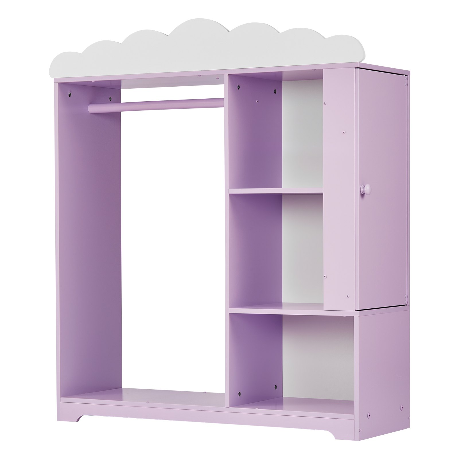 Kids Dress-Up Closet with Jewelry Cabinet – Princess Wardrobe Organizer (Purple)