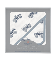 Indigo Monster Trucks Cotton Hooded Towel and Washcloth Set - The Little Big Store