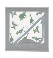 Granite Green Dinosaurs Cotton Hooded Towel and Washcloth Set - The Little Big Store