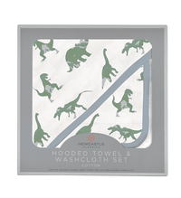 Granite Green Dinosaurs Cotton Hooded Towel and Washcloth Set - The Little Big Store