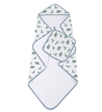 Granite Green Dinosaurs Cotton Hooded Towel and Washcloth Set - The Little Big Store