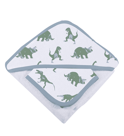 Granite Green Dinosaurs Cotton Hooded Towel and Washcloth Set - The Little Big Store