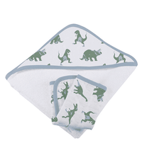 Granite Green Dinosaurs Cotton Hooded Towel and Washcloth Set - The Little Big Store