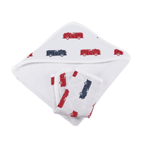 Blue and Red Fire Trucks Hooded Towel and Washcloth Set - The Little Big Store