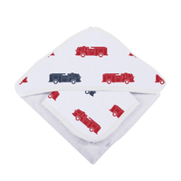 Blue and Red Fire Trucks Hooded Towel and Washcloth Set - The Little Big Store