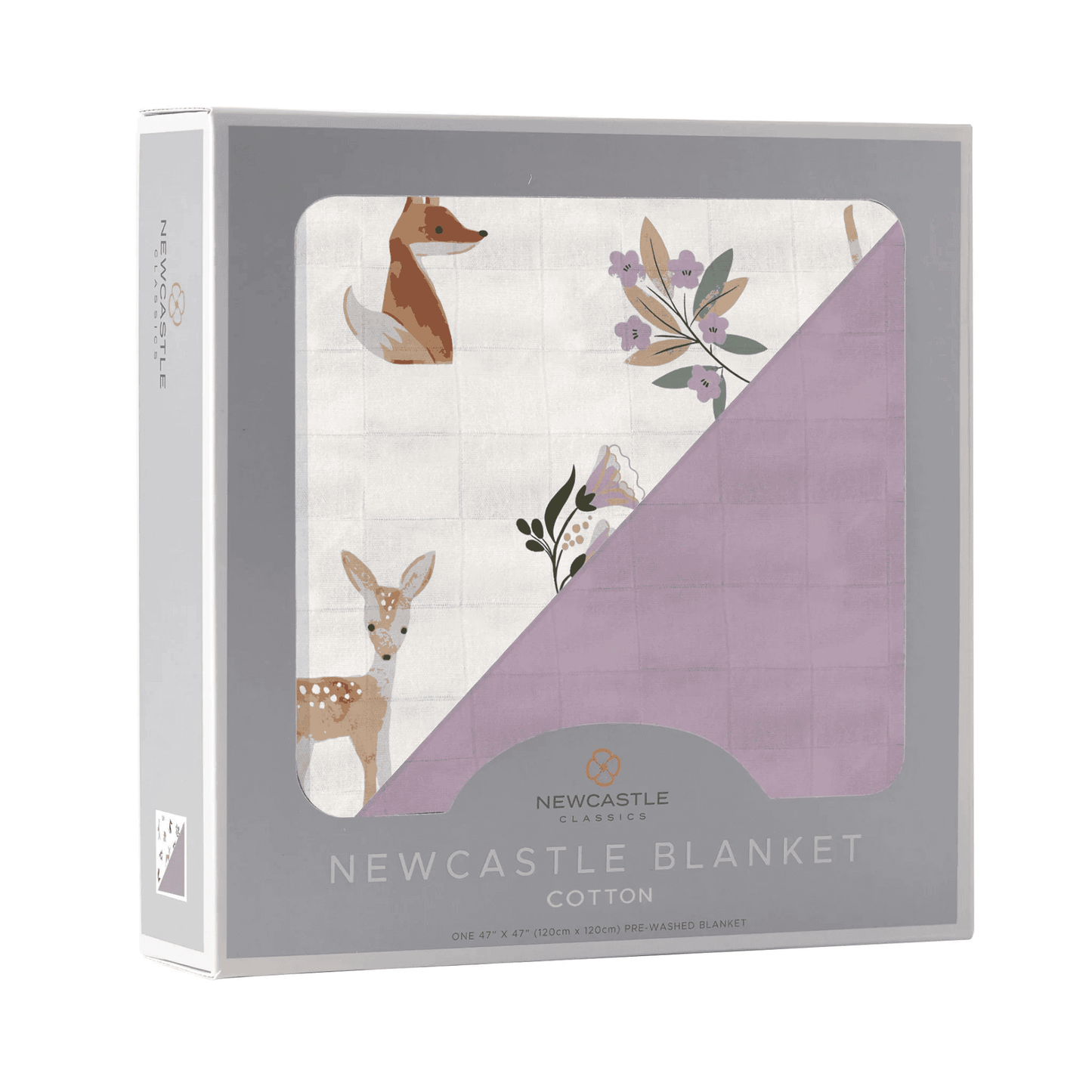 Sierra Fox and Deer and Orchid Lavender Cotton Newcastle Blanket - The Little Big Store