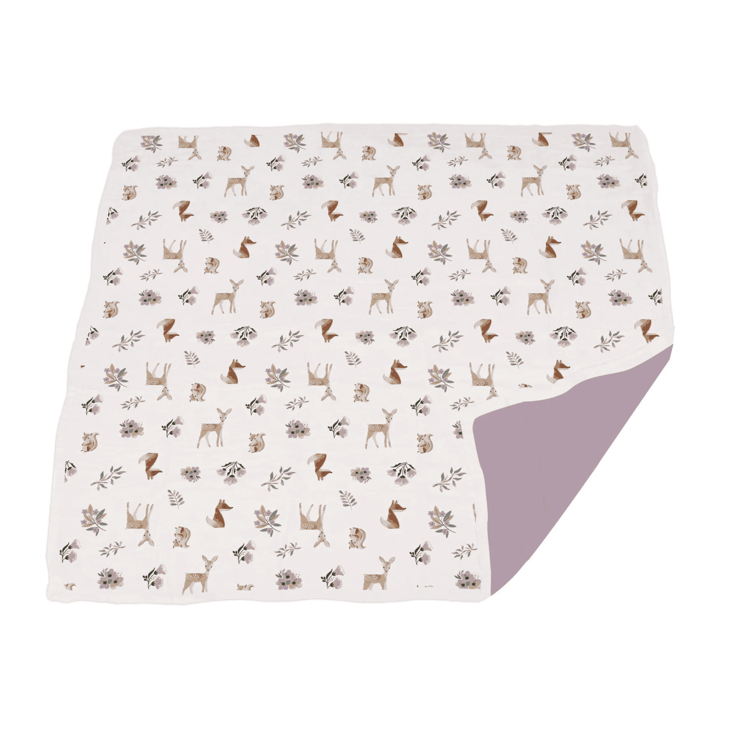 Sierra Fox and Deer and Orchid Lavender Cotton Newcastle Blanket - The Little Big Store