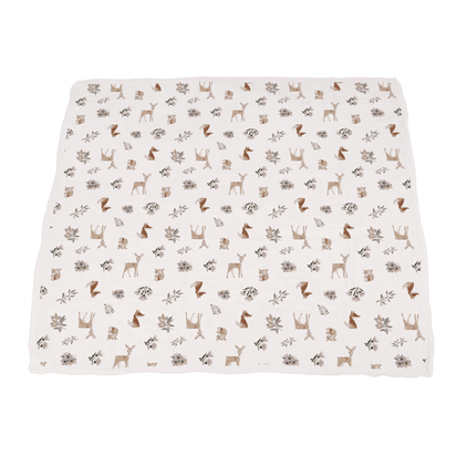 Sierra Fox and Deer and Orchid Lavender Cotton Newcastle Blanket - The Little Big Store