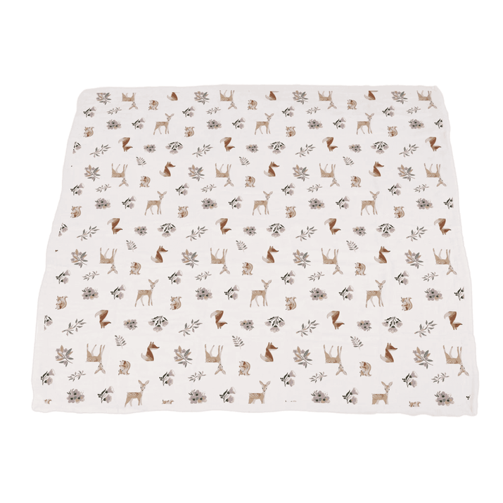 Sierra Fox and Deer and Orchid Lavender Cotton Newcastle Blanket - The Little Big Store