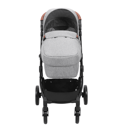 Standard Baby Stroller, Infant Toddler Stroller with Bassinet, 3rd-Gear Adjustable Backrest & Foldable & Reversible Seat, Carbon Steel Newborn Stroller with Leg Cover and Mesh Net, Dark Grey - The Little Big Store