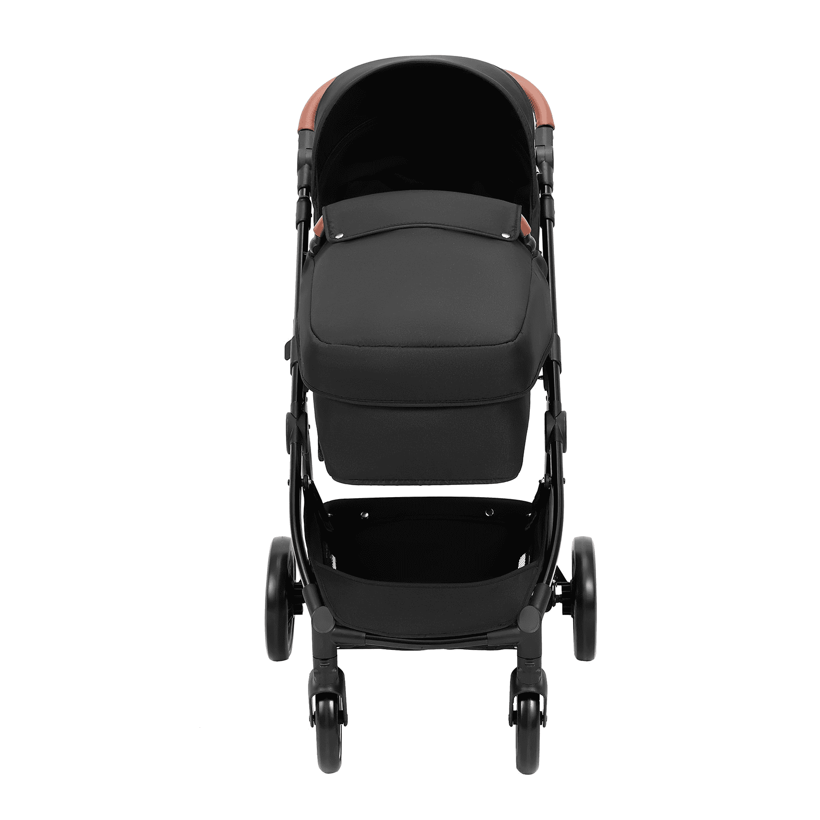 Standard Baby Stroller, Infant Toddler Stroller with Bassinet, 3rd-Gear Adjustable Backrest & Foldable & Reversible Seat, Carbon Steel Newborn Stroller with Leg Cover and Mesh Net, Black - The Little Big Store