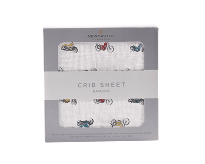 Vintage Motorcycles Bamboo Muslin Crib Sheet - The Little Big Store