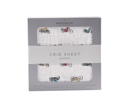 Vintage Motorcycles Bamboo Muslin Crib Sheet - The Little Big Store