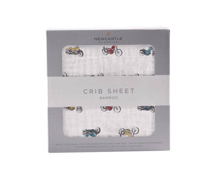 Vintage Motorcycles Bamboo Muslin Crib Sheet - The Little Big Store