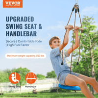 VEVOR 52 ft Zip Line Kit for Kids Adult Trolley Slackers Zipline Up to 500 lb - The Little Big Store
