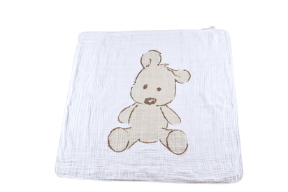 Teddy Bear and Plaid Cotton Muslin Newcastle Blanket - The Little Big Store