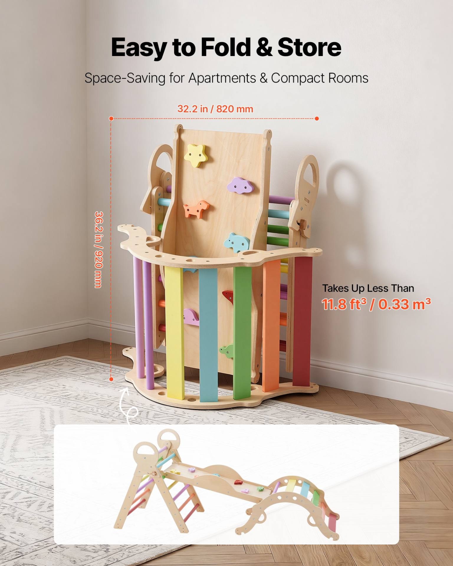 9-in-1 Pikler Triangle Set – Foldable Montessori Climbing Toy