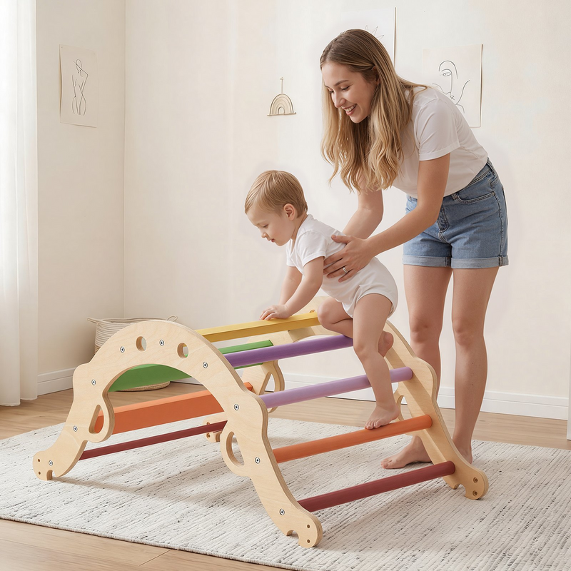 9-in-1 Pikler Triangle Set – Foldable Montessori Climbing Toy