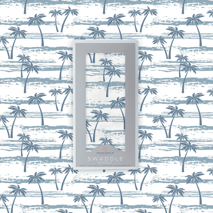 Ocean Palm Trees Bamboo Swaddle - The Little Big Store