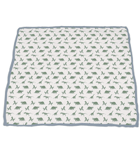 Granite Green Dinosaurs and Blue Fog Cotton Newcastle Blanket - The Little Big Store