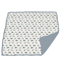 Granite Green Dinosaurs and Blue Fog Cotton Newcastle Blanket - The Little Big Store