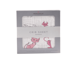 Playful Kitty Bamboo Muslin Crib Sheet - The Little Big Store