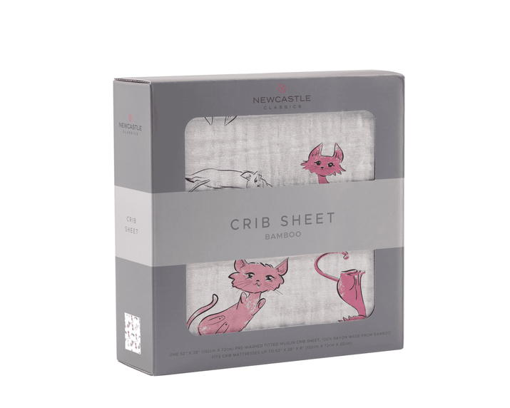 Playful Kitty Bamboo Muslin Crib Sheet - The Little Big Store