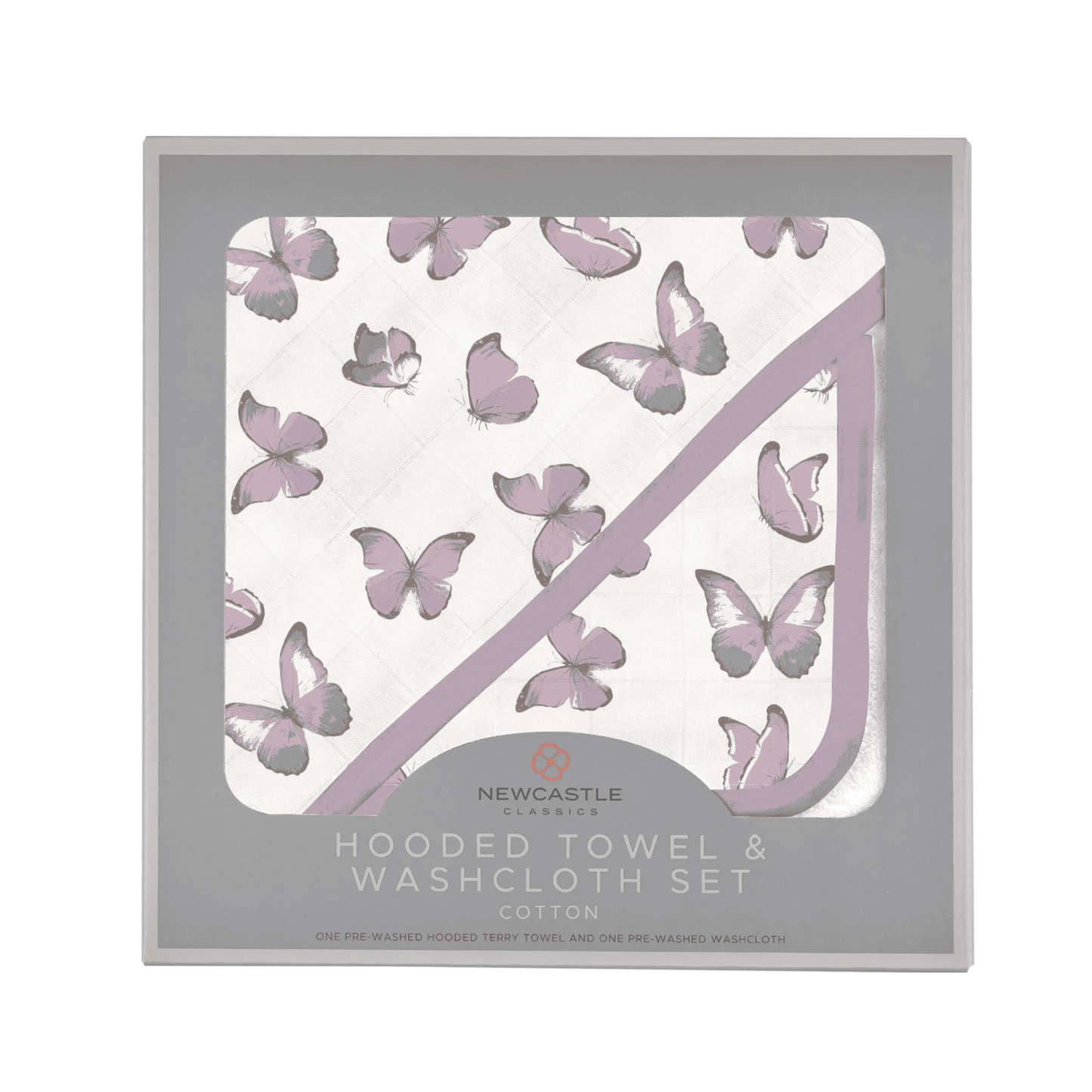 Winsome Butterflies Cotton Hooded Towel and Washcloth Set - The Little Big Store