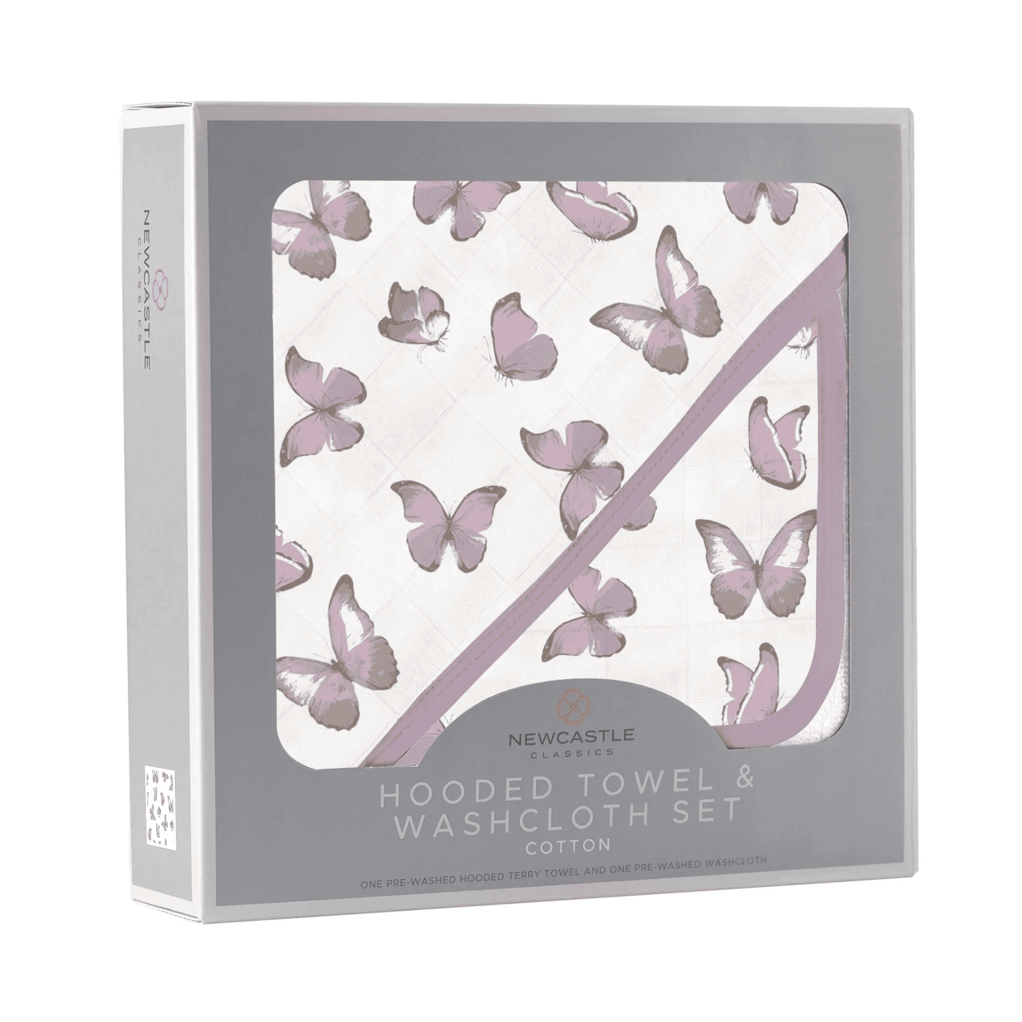 Winsome Butterflies Cotton Hooded Towel and Washcloth Set - The Little Big Store