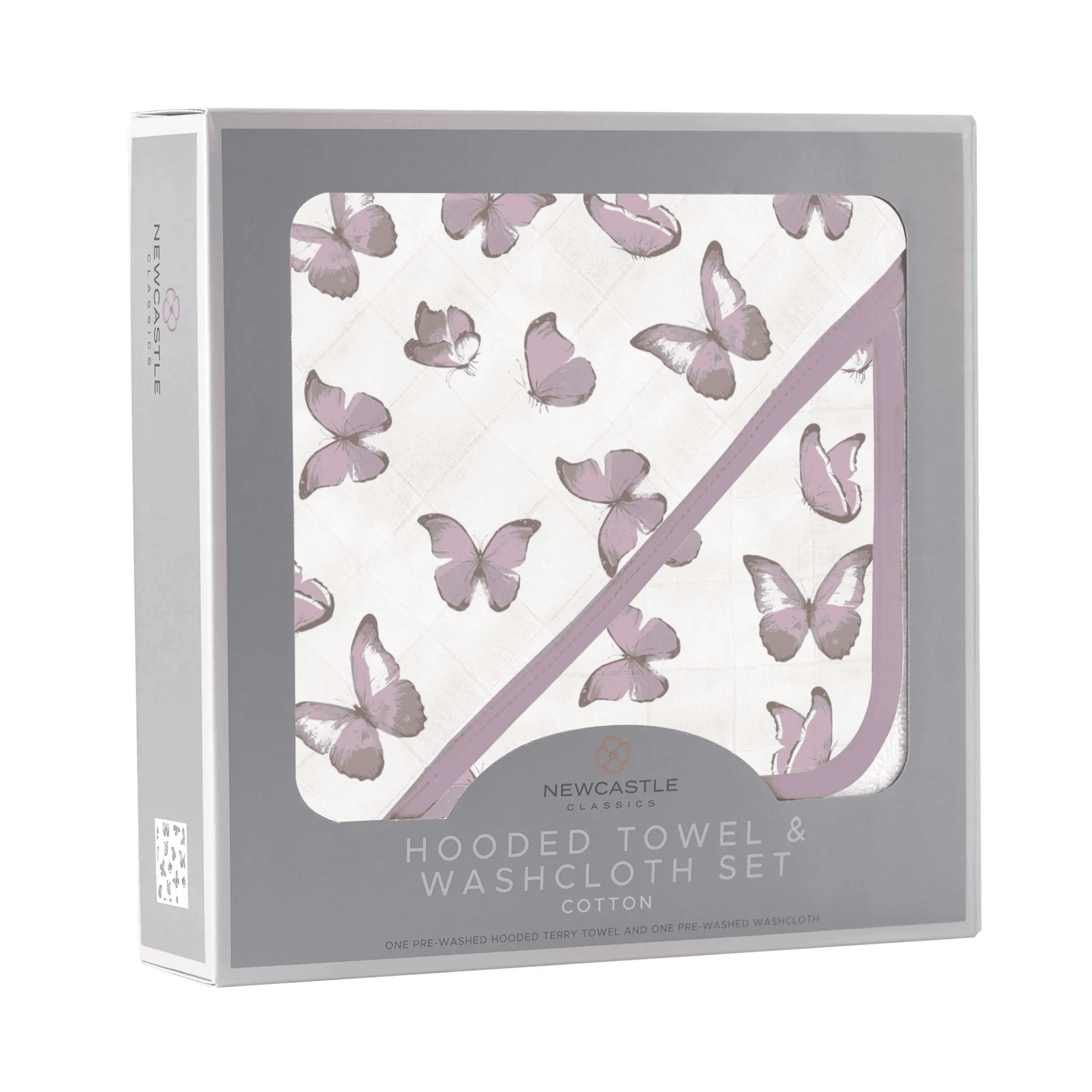 Winsome Butterflies Cotton Hooded Towel and Washcloth Set - The Little Big Store