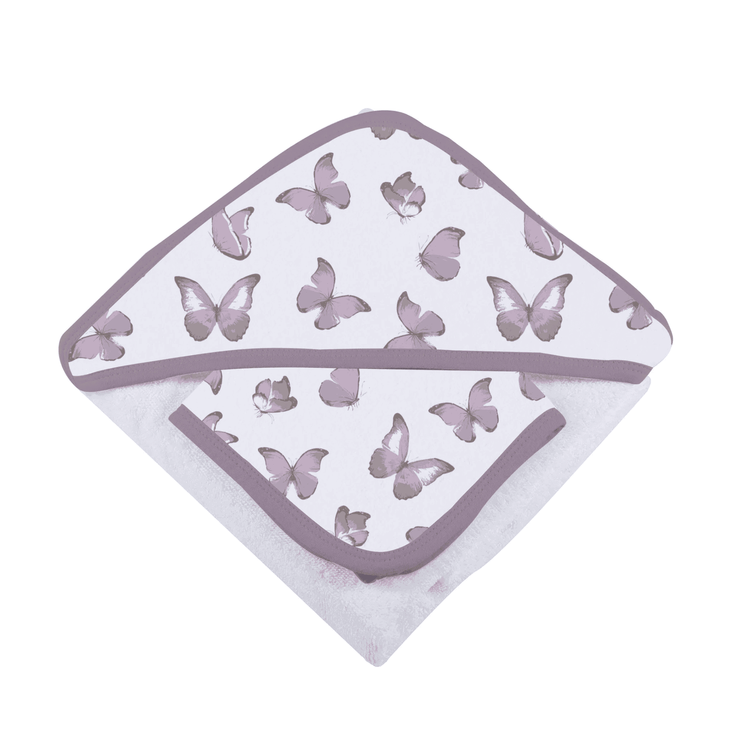 Winsome Butterflies Cotton Hooded Towel and Washcloth Set - The Little Big Store