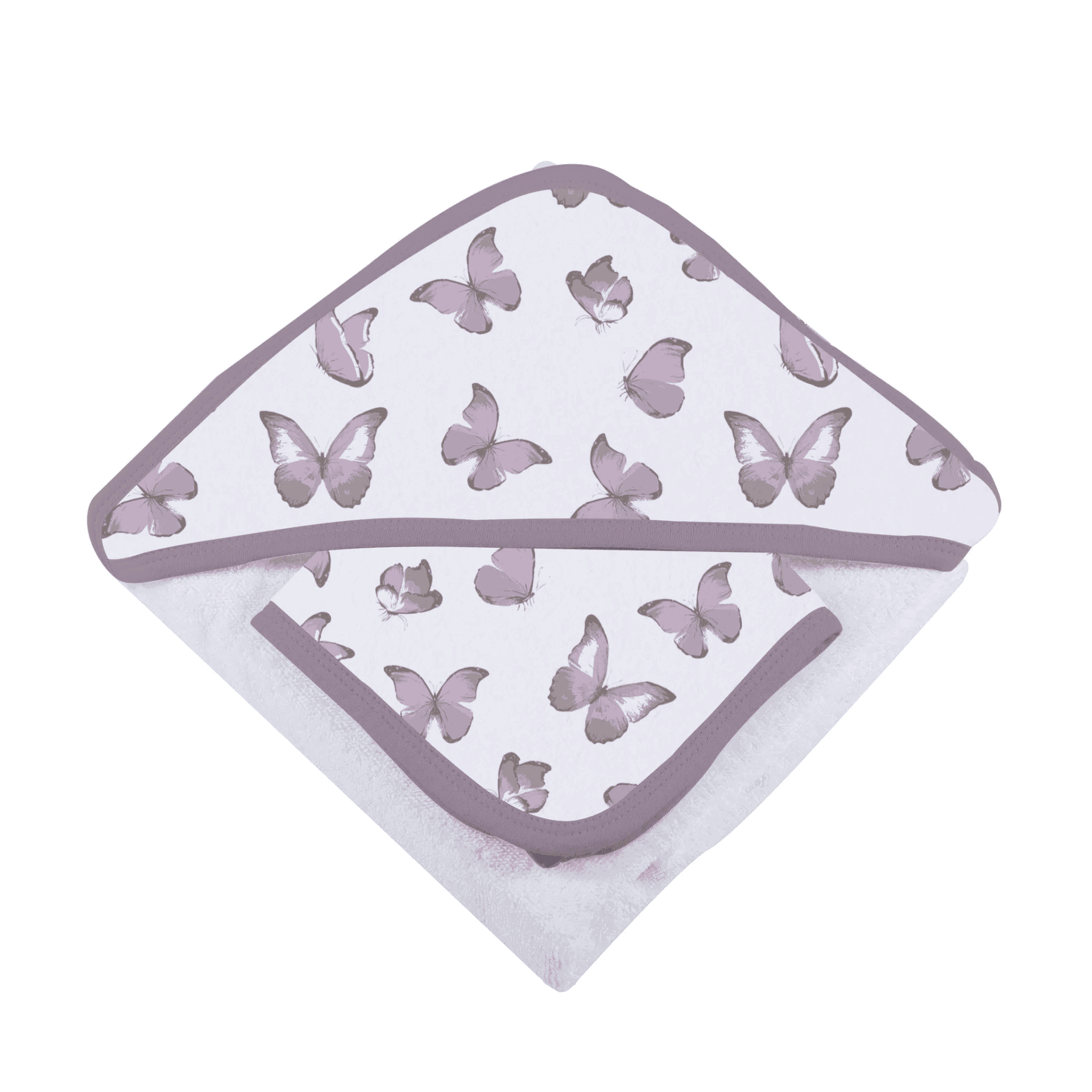 Winsome Butterflies Cotton Hooded Towel and Washcloth Set - The Little Big Store