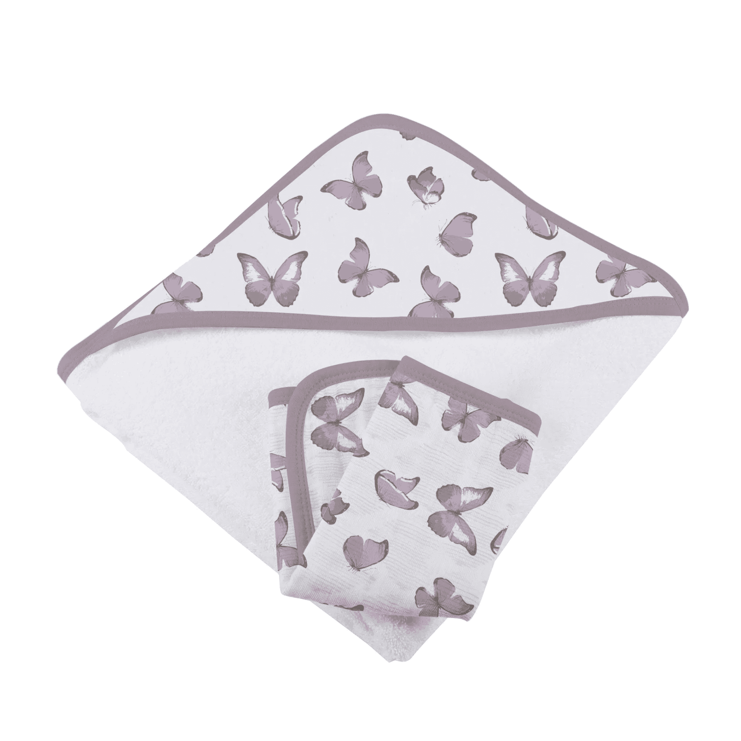 Winsome Butterflies Cotton Hooded Towel and Washcloth Set - The Little Big Store