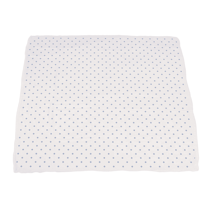 Powder Pink Bunnies and Periwinkle Diamond Polka Dot Bamboo Newcastle Blanket - The Little Big Store