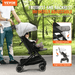 Standard Baby Infant Stroller, Toddler Stroller with 95°-150° Adjustable Backrest & & 0/90°Adjustable Footrest & One-click Folding, Newborn Stroller with Cup Holder and Carry Bag, Light Grey - The Little Big Store
