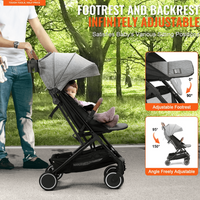 Standard Baby Infant Stroller, Toddler Stroller with 95°-150° Adjustable Backrest & & 0/90°Adjustable Footrest & One-click Folding, Newborn Stroller with Cup Holder and Carry Bag, Dark Grey - The Little Big Store