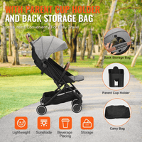 Standard Baby Infant Stroller, Toddler Stroller with 95°-150° Adjustable Backrest & & 0/90°Adjustable Footrest & One-click Folding, Newborn Stroller with Cup Holder and Carry Bag, Dark Grey - The Little Big Store