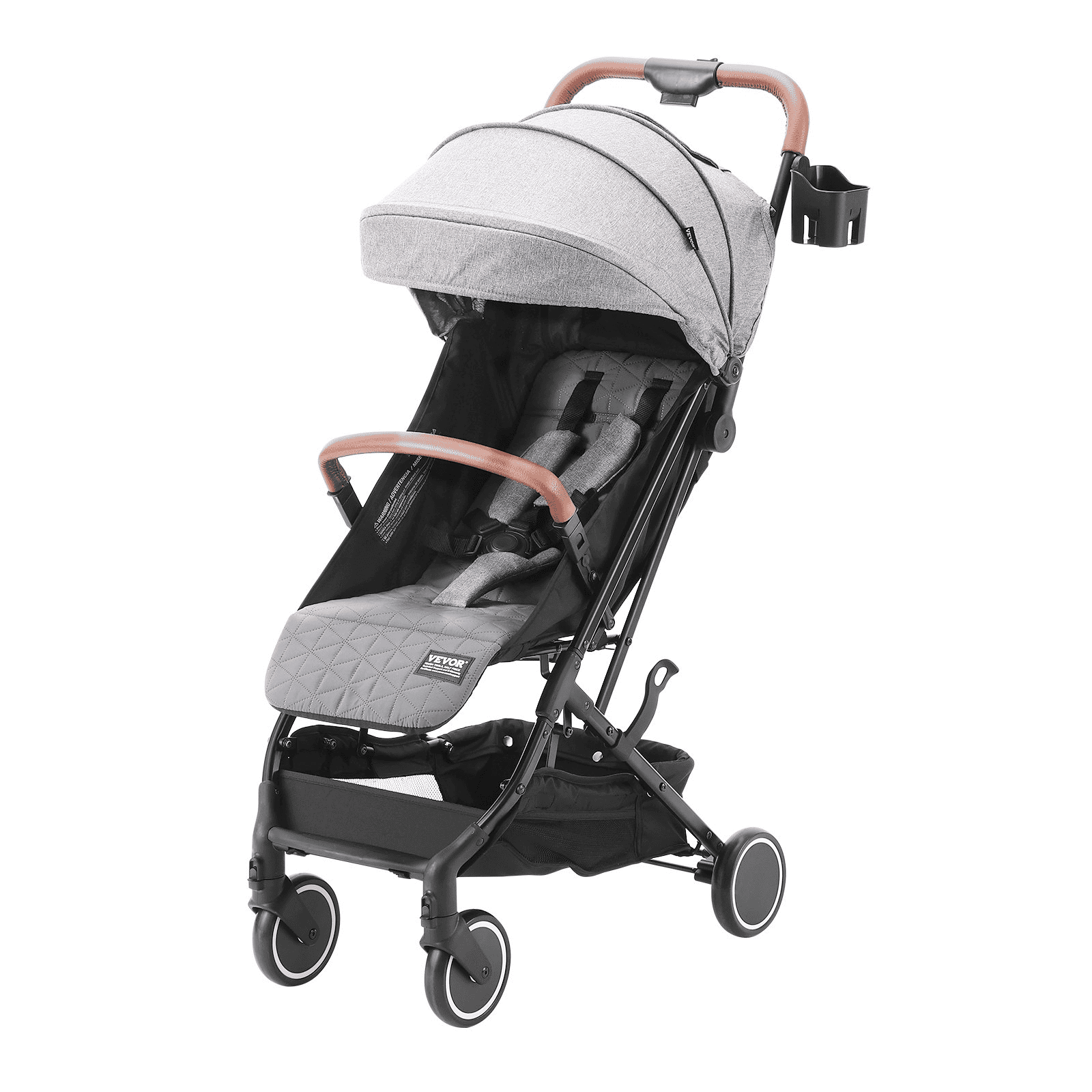 Standard Baby Infant Stroller, Toddler Stroller with 95°-150° Adjustable Backrest & & 0/90°Adjustable Footrest & One-click Folding, Newborn Stroller with Cup Holder and Carry Bag, Dark Grey - The Little Big Store