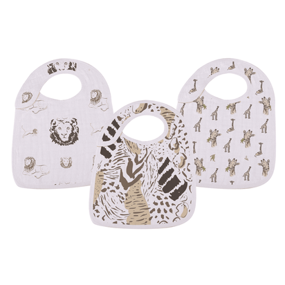 On The Savannah Bamboo Muslin Snap Bibs 3PK - The Little Big Store