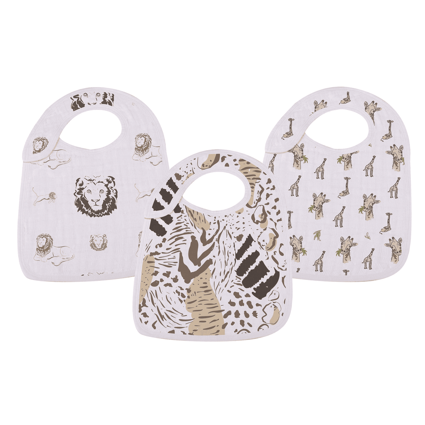 On The Savannah Bamboo Muslin Snap Bibs 3PK - The Little Big Store